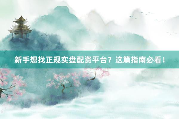 新手想找正规实盘配资平台？这篇指南必看！