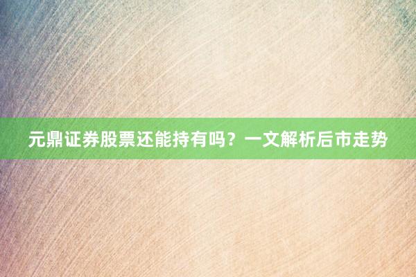 元鼎证券股票还能持有吗？一文解析后市走势