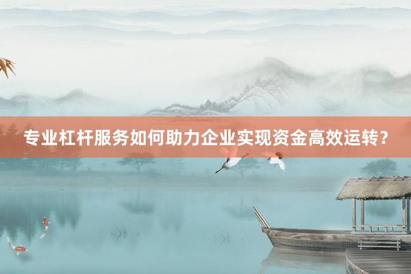 专业杠杆服务如何助力企业实现资金高效运转？