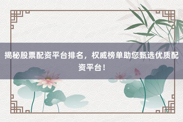 揭秘股票配资平台排名，权威榜单助您甄选优质配资平台！