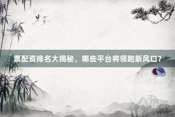 票配资排名大揭秘,哪些平台将领跑新风口?