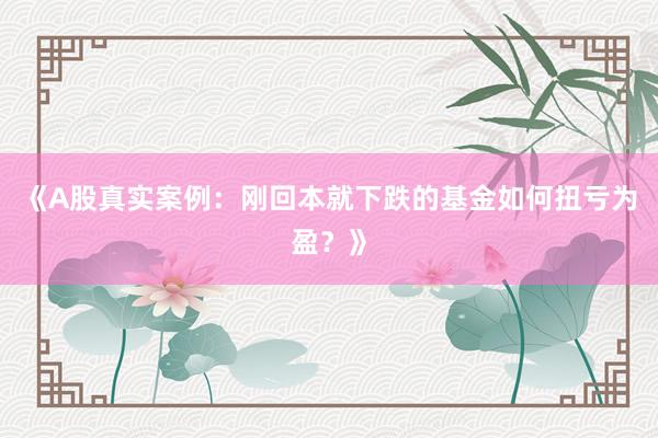 《A股真实案例：刚回本就下跌的基金如何扭亏为盈？》