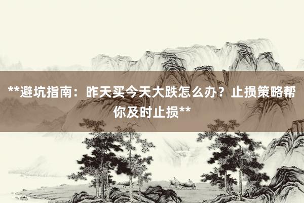**避坑指南：昨天买今天大跌怎么办？止损策略帮你及时止损**