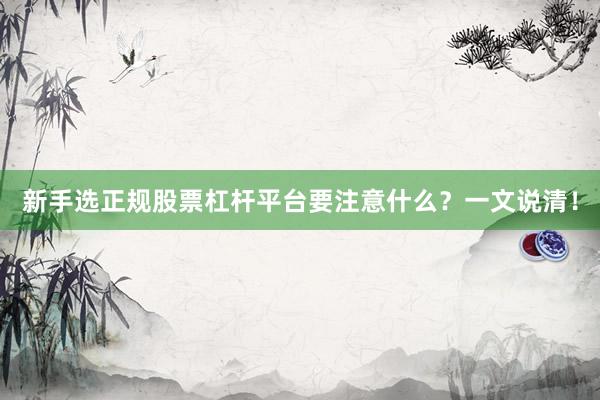 新手选正规股票杠杆平台要注意什么？一文说清！