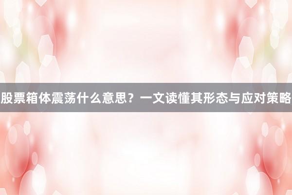 股票箱体震荡什么意思？一文读懂其形态与应对策略