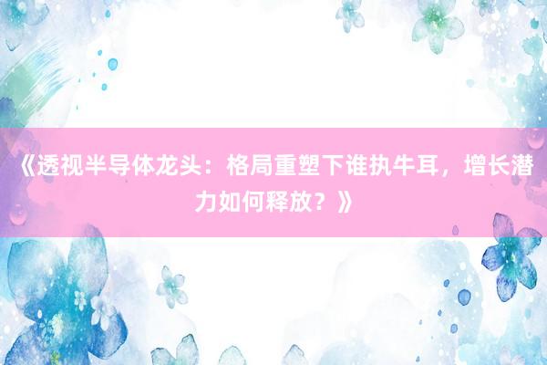 《透视半导体龙头：格局重塑下谁执牛耳，增长潜力如何释放？》