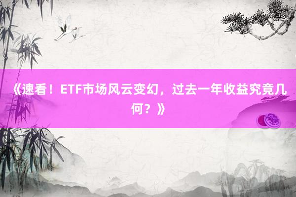 《速看！ETF市场风云变幻，过去一年收益究竟几何？》