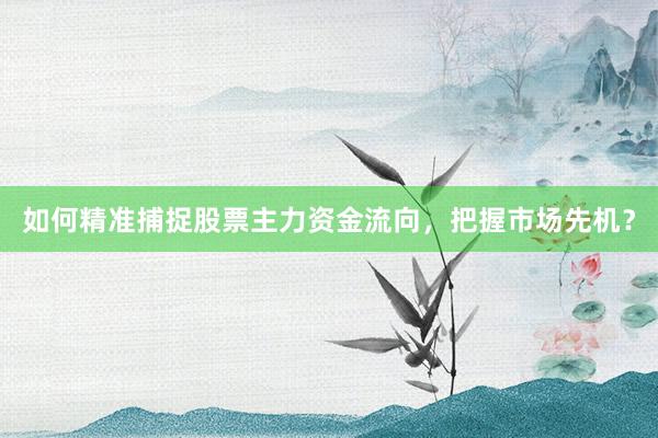 如何精准捕捉股票主力资金流向，把握市场先机？